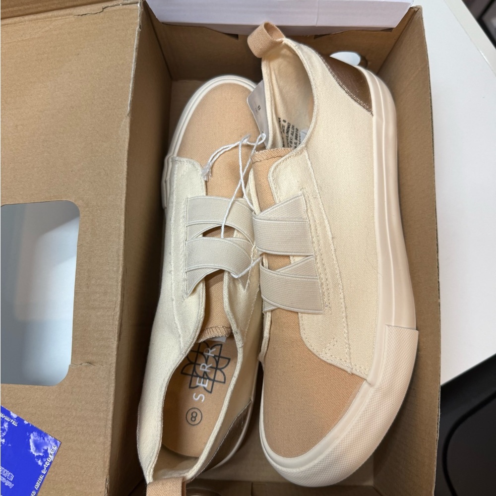Beige and Cream Canvas Sneakers